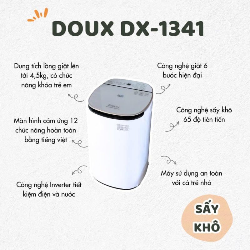 M&Aacute;Y GIẶT MINI DOUX PRO DX-1341 C&Oacute; CHỨC NĂNG SẤY KH&Ocirc;